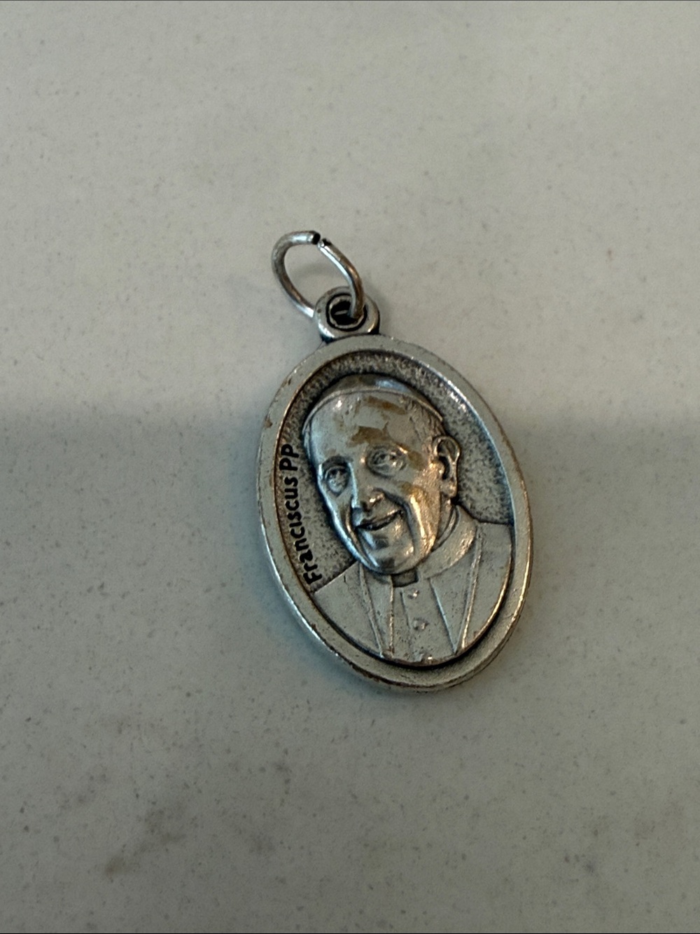 Silver-Tone Pope Francis Religious Medal Pendant